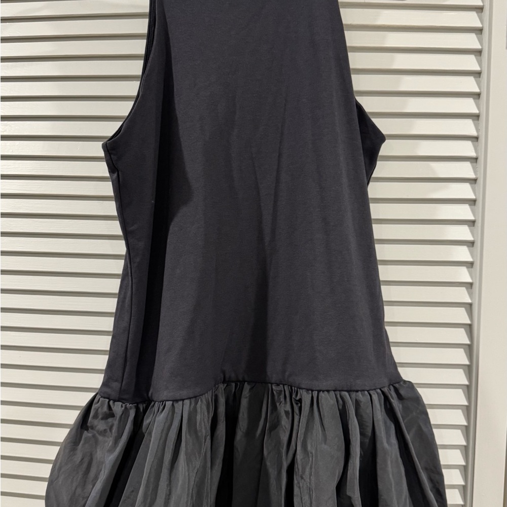 Future Collective sz LG Sleeveless Charcoal Gray drop waist ruffle Mini Dress